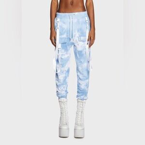 Street cargo raver Blue Tie-Dye Joggers